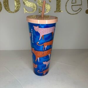 Starbucks Blue and Pink Tumbler with Straw